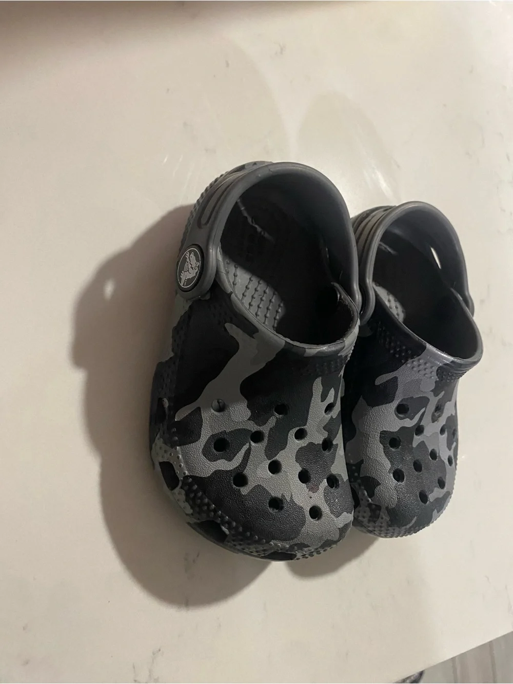 CROCS Kids Grey Camo Comfort Clogs